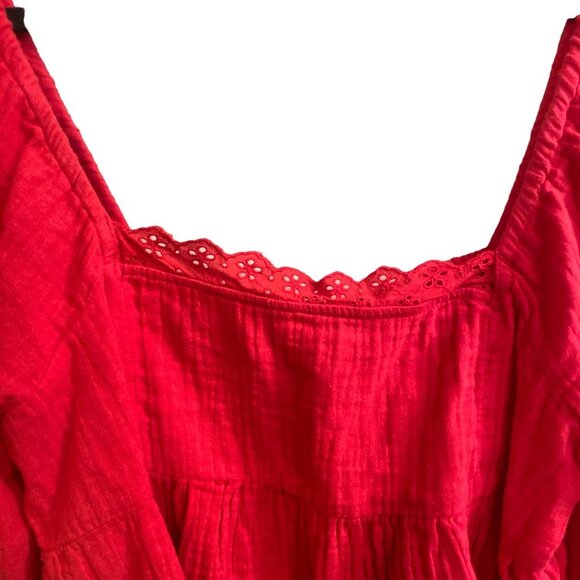 NWT BILLABONG Cross My Heart Puff Sleeve Crop Top, size Large/12 - Picture 3 of 9